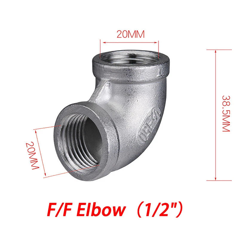 BSP 304 Stainless Steel Pipe Fittings — Elbow, Tee, Nipple, Cross, Bush, Cap (1/2" & 3/4")