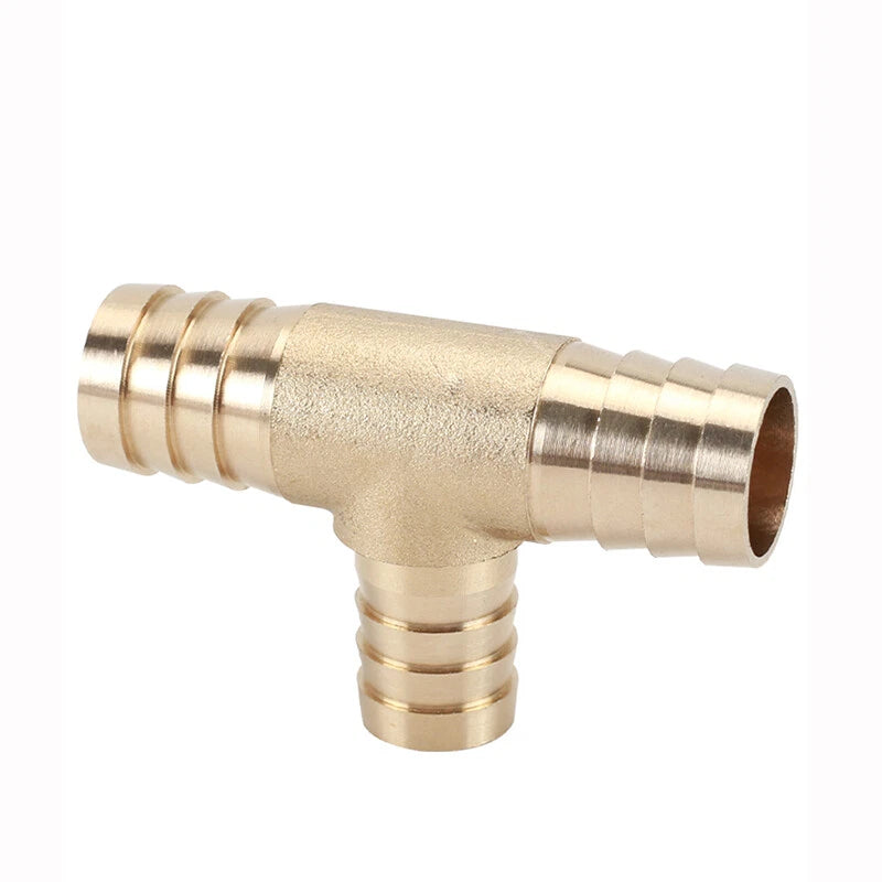 Brass Barbed T-Piece Hose Joiner Reducer Tee Connector — Air, Water & Fuel Fittings