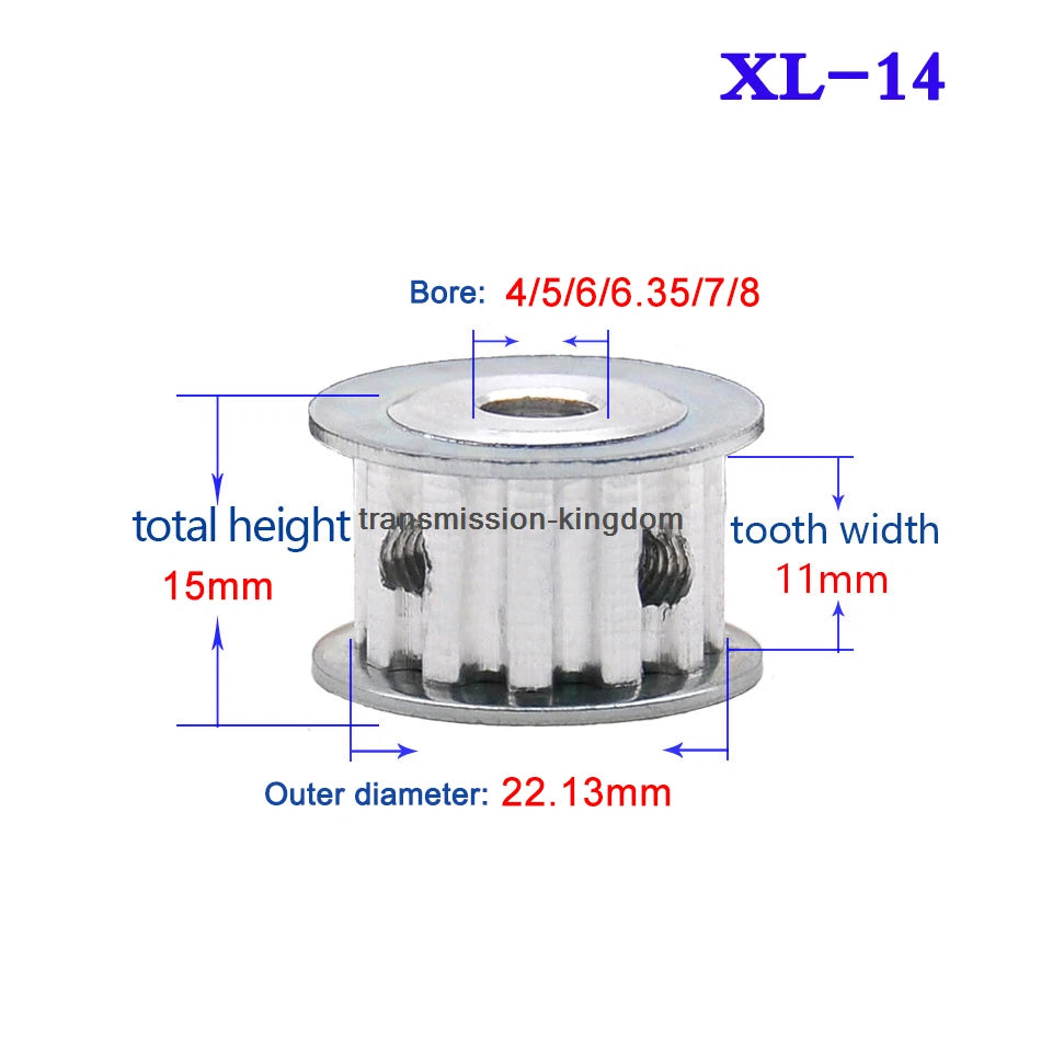 XL 10T-40T Synchronous Wheel Width 11mm Timing Belt Pulley Bore 4-20mm