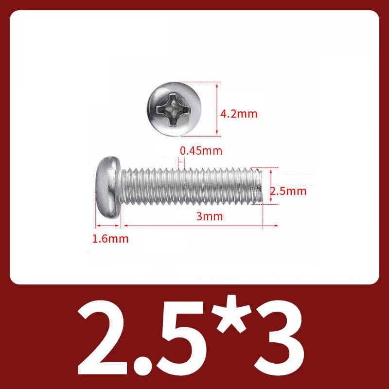 M2.5 Pozi Pan Head Machine Screws A2 Stainless Steel — Multiple Lengths - HomeDIYer