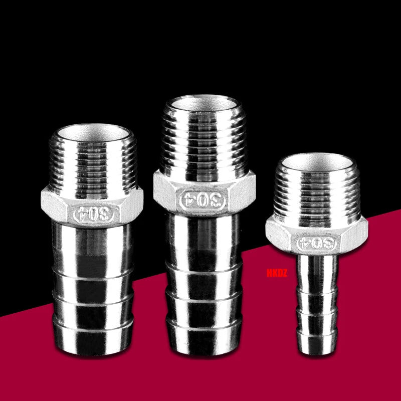 Stainless Steel 304 Barb Hose Tail Connector – 1/2" & 3/4" BSP Male Thread Hose Fittings