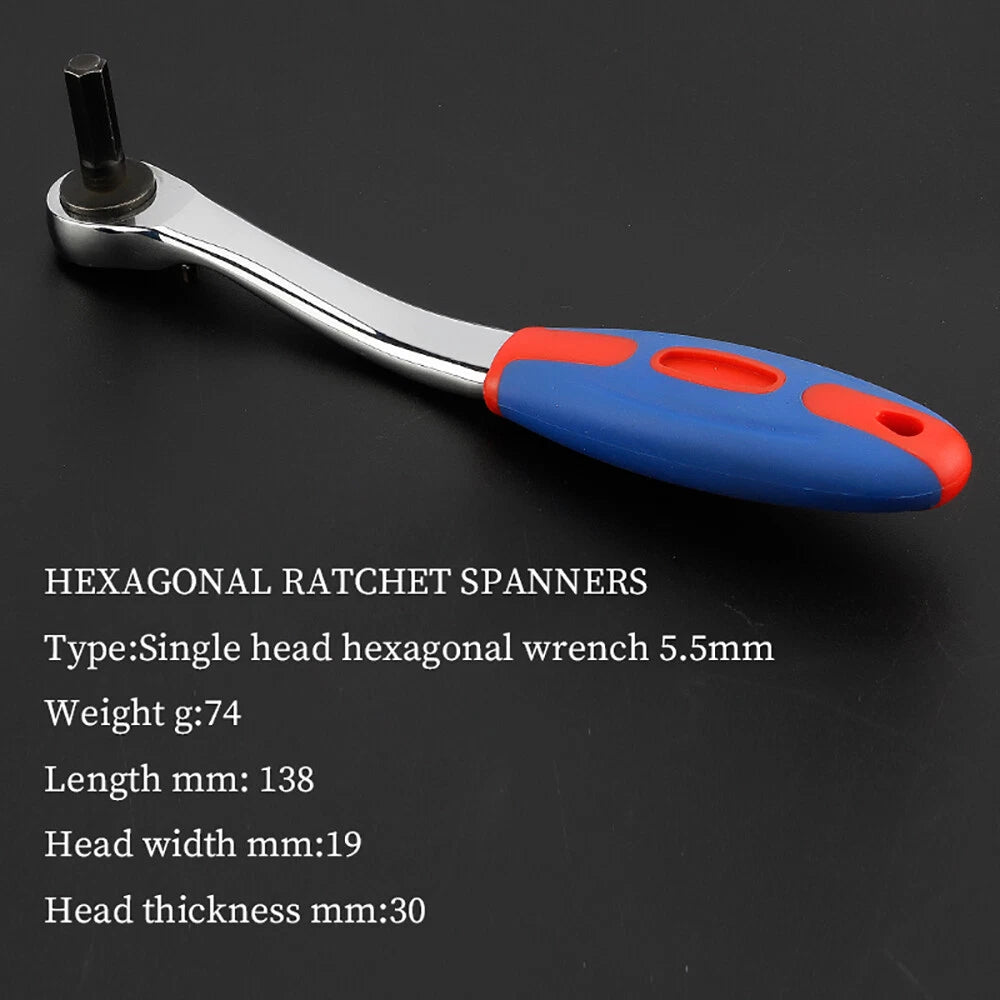 Steel Hex Ratchet Wrench Single Head Headed Hexagonal Ratchets Drive Ratchets