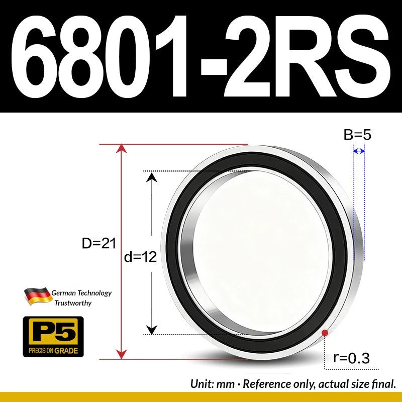 Thin Wall Bearings Deep Groove Ball Bearing ZZ or RZ, ID 10-95mm, OD 19-120mm