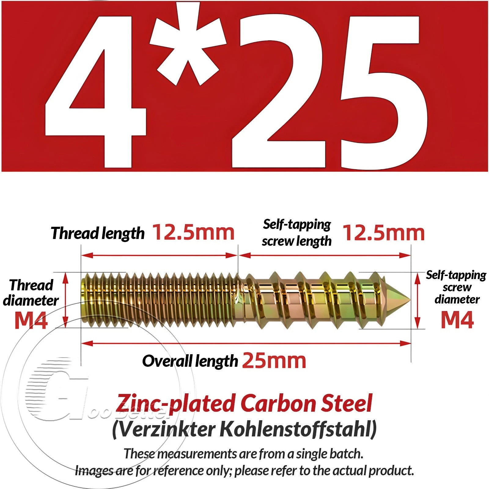 Galvanized Double-Ended Hanger Bolts M4 M5 M6 M8 M10, Wood-to-Metal Screws