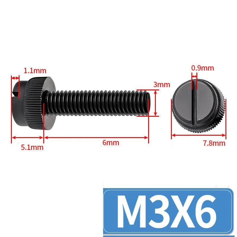 Black Nylon Thumb Screws — PA66 Knurled Slotted Head, M3 M4 M5 M6 M8