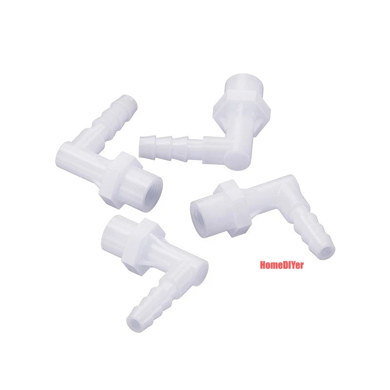 90° Elbow Plastic Female Thread Barbed Connectors Pipe Hose Water Reducer Joiner