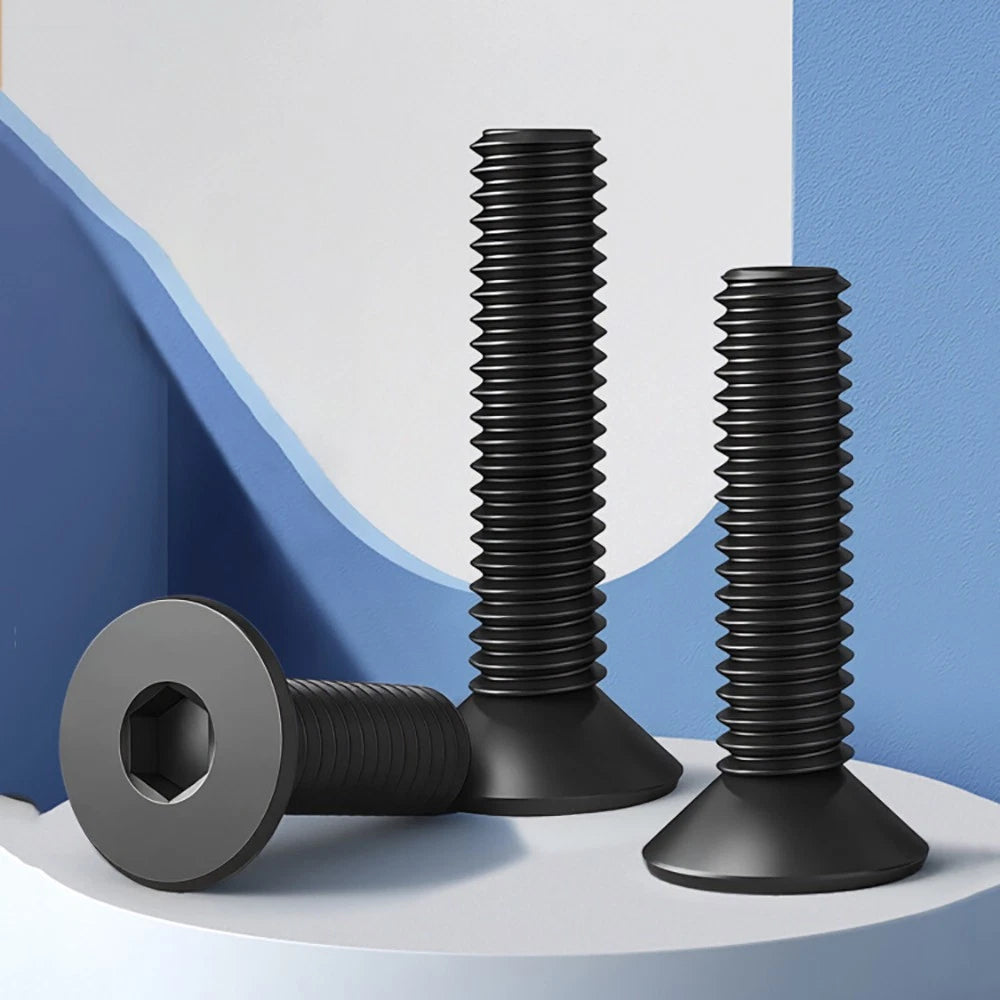 M1.6–M3 Countersunk Socket Head Screws – 12.9 Grade Carbon Steel, Flat Head, Fully Threaded (3–50mm Overall Length)