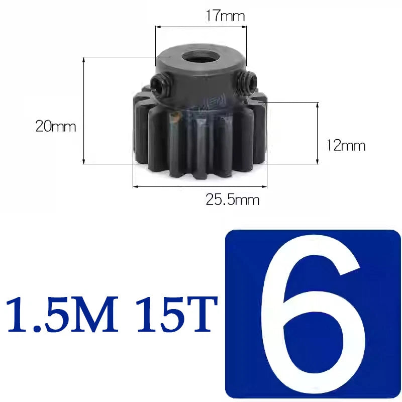Spur Gears 1.5 Mod Transmission Gear With Step 45#Steel Pinion Motor Gear 15~50T