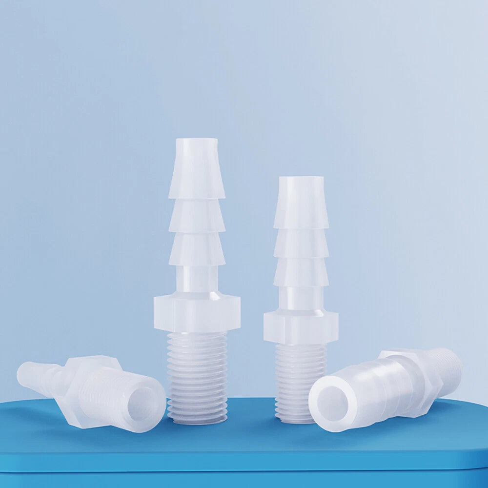 Male Thread Barbed Hose Connector — Plastic Straight Pipe Fitting (BSP, G1/8 to G3/4)