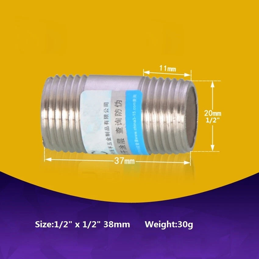 Stainless Steel BSP Male Threaded Double Nipple Pipe Extension Fitting | 1/2" 3/4" 1"