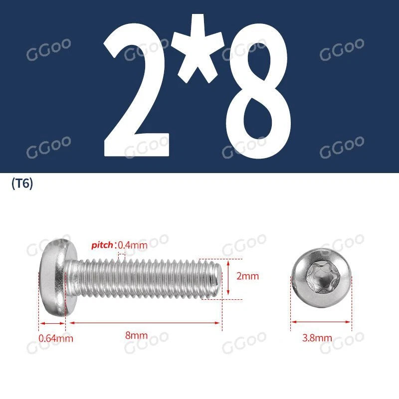 A2 Stainless Steel Torx Pan Head Machine Screws — M2 to M8, Six-Lobe Drive