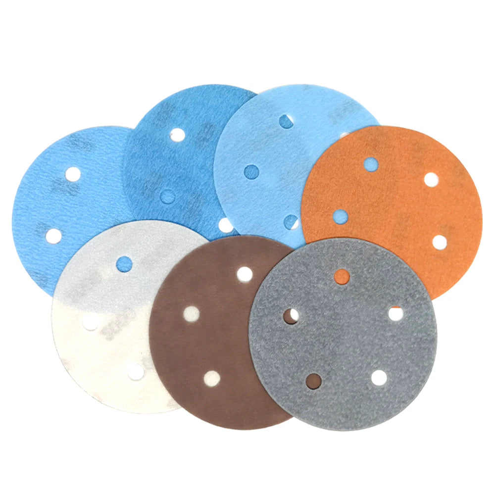 5/6/8 Holes Fv Soft Film Sandpaper 125mm Wet And Dry Sanding Discs 600 - 5000#