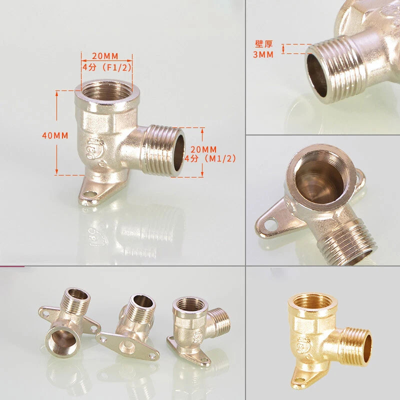 1/2" BSP Brass Wall Plate Elbow — Female Thread Garden Tap Outside Tap Fitting