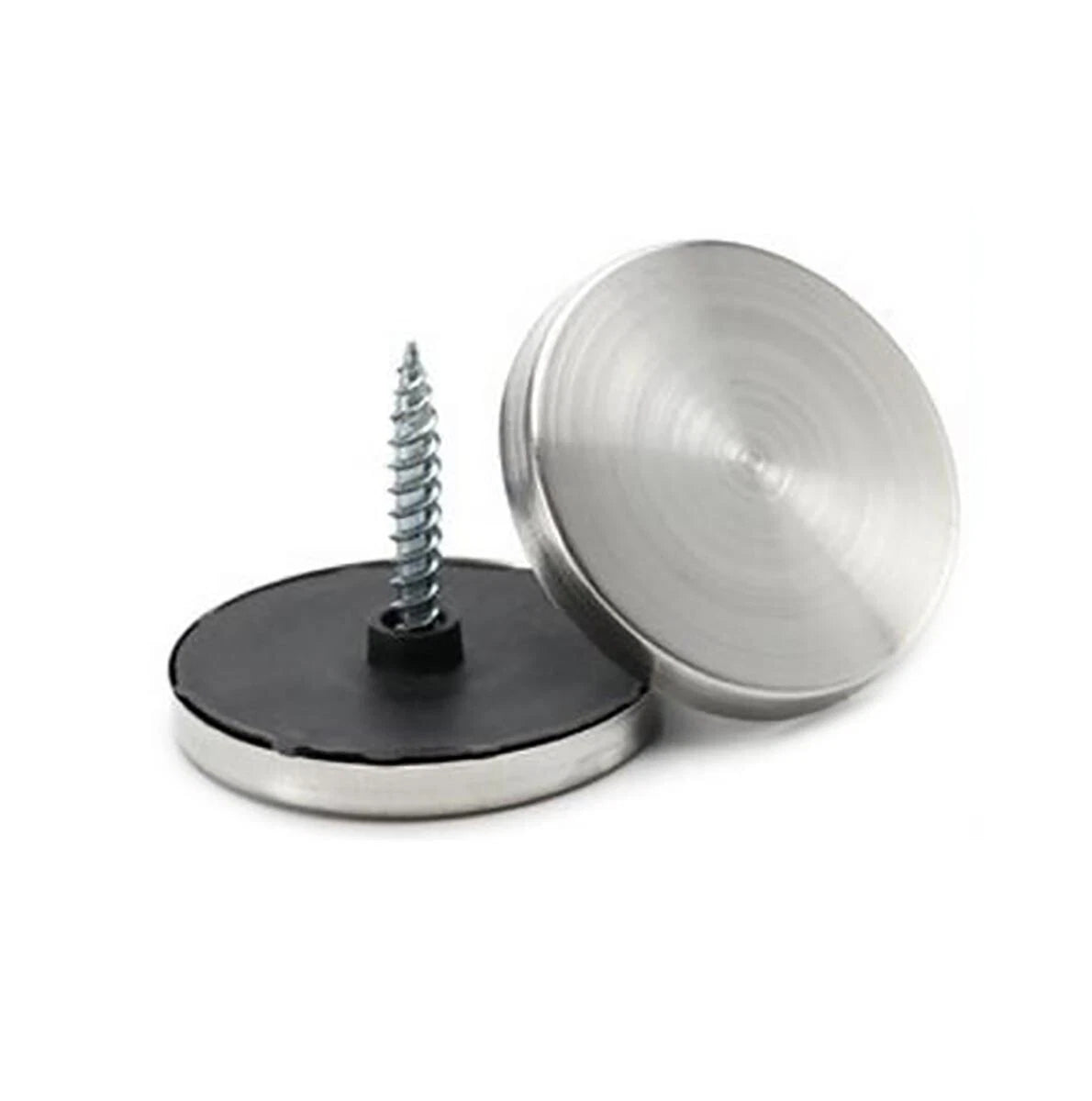 Mirror Screws with Decorative Caps – Polished Stainless Steel Cover, Plastic Washer & Carbon Steel Screw, M12–M40