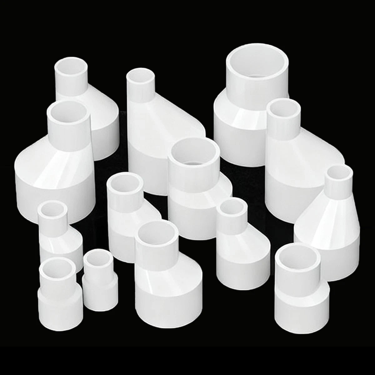 PVC Eccentric Reducer Water Supply Pipe Fittings 25-63mm Offset Tube Connector