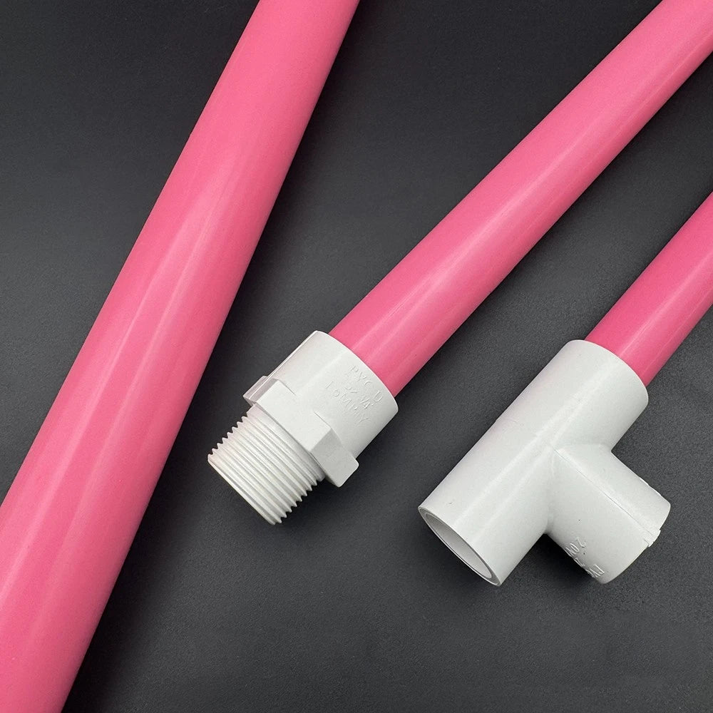 Pink PVC Round Tube Pipe – Rigid Tubing for Aquarium & DIY Plumbing, 20–50mm, 500mm Long