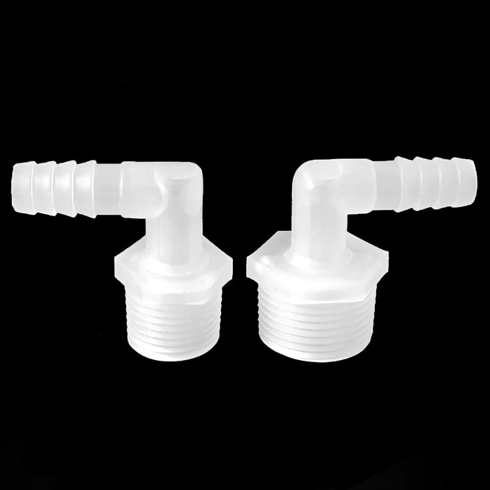 90° Elbow Barbed Hose Connector with BSP Male Thread — Plastic Hosetail Joiner
