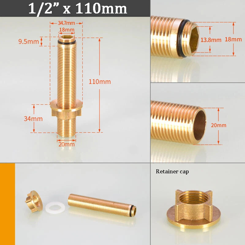Threaded Brass Tube Nut for Kitchen Tap Repair — 55mm / 80mm / 110mm