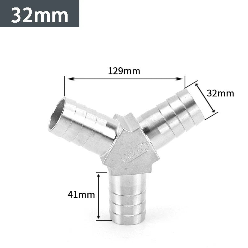 Stainless Steel Y Type Hose Joiner Barbed Splitter Fittings Equal Hose Connector