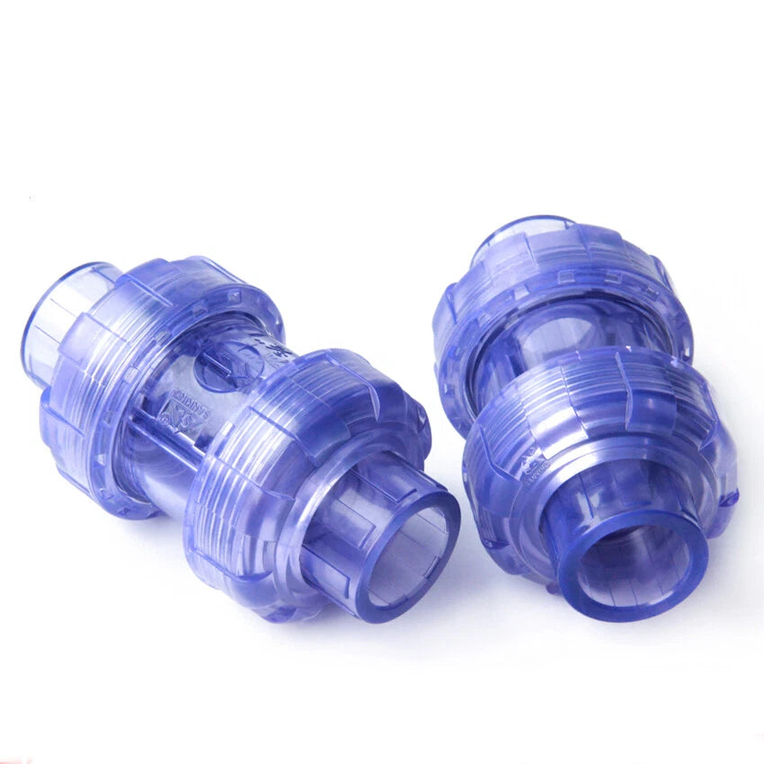 20mm-63mm Clear PVC Check Valve True Union Pipe Fittings for Aquarium Fish Tank