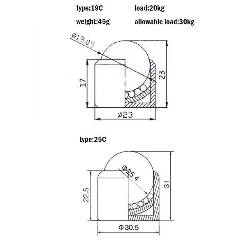 Conveyor Roller Ball Transfer Unit Bearing CY-8H/12H/15H/22H/30H/19C/25C