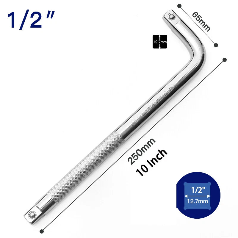 L Shape Socket Breaker Bar Wrench 1/4" 3/8" 1/2" Inch Drive Ratchets 90° Handle