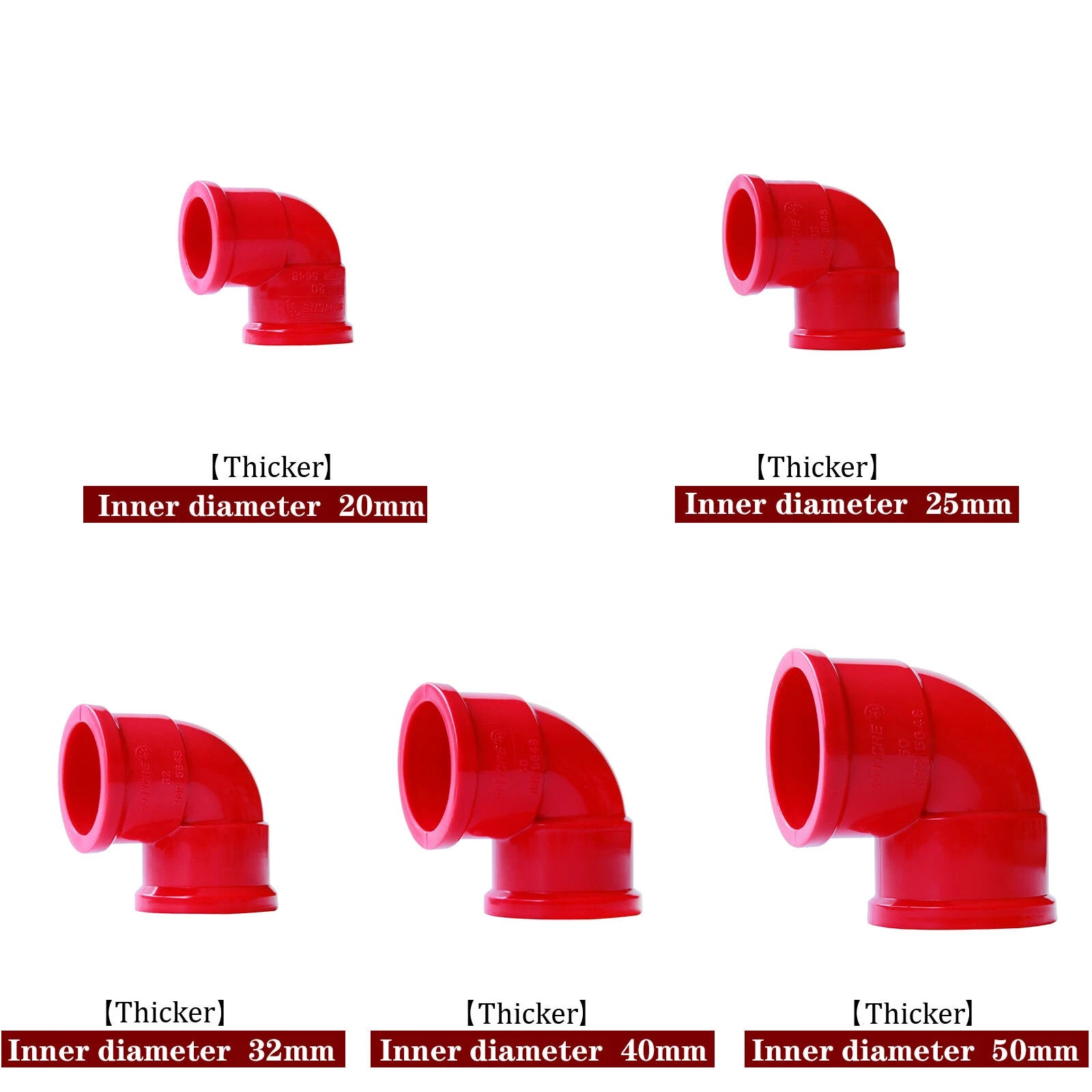 PVC Red Thicker Pipe Fittings Tee Socket T Type Elbows Solvent
