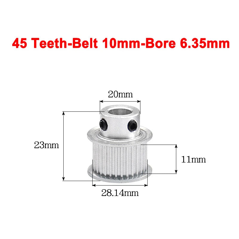 2GT Drive Pulley With Step 16 Tooth - 100 Tooth Bore 4mm - 25mm for 10mm Belt