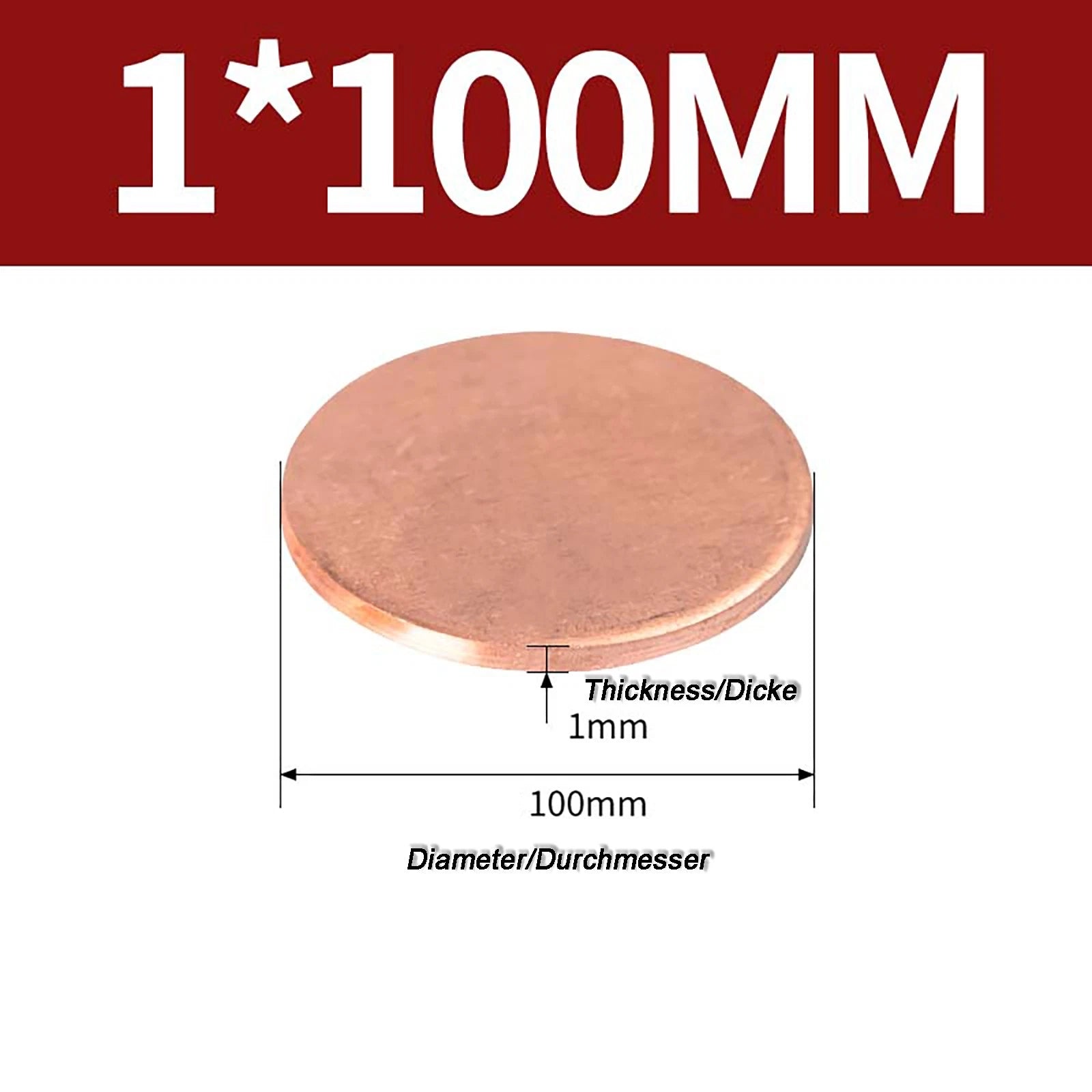 Solid Pure Copper Discs Blanks Round Plate Metal Sheet Thick 0.3~6mm Ø10mm~150mm
