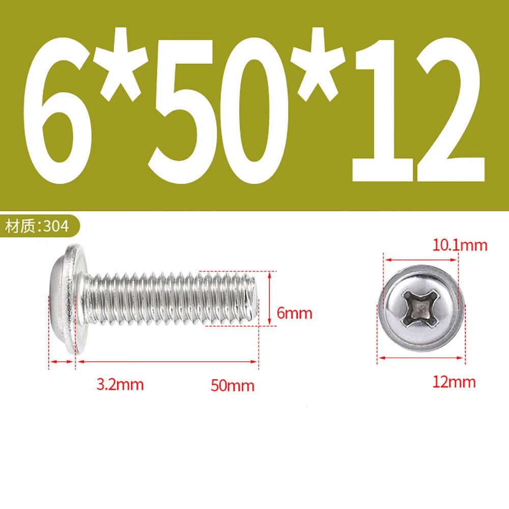 Phillips Flanged Button Head Screws M1.4–M6 | 304 Stainless Steel