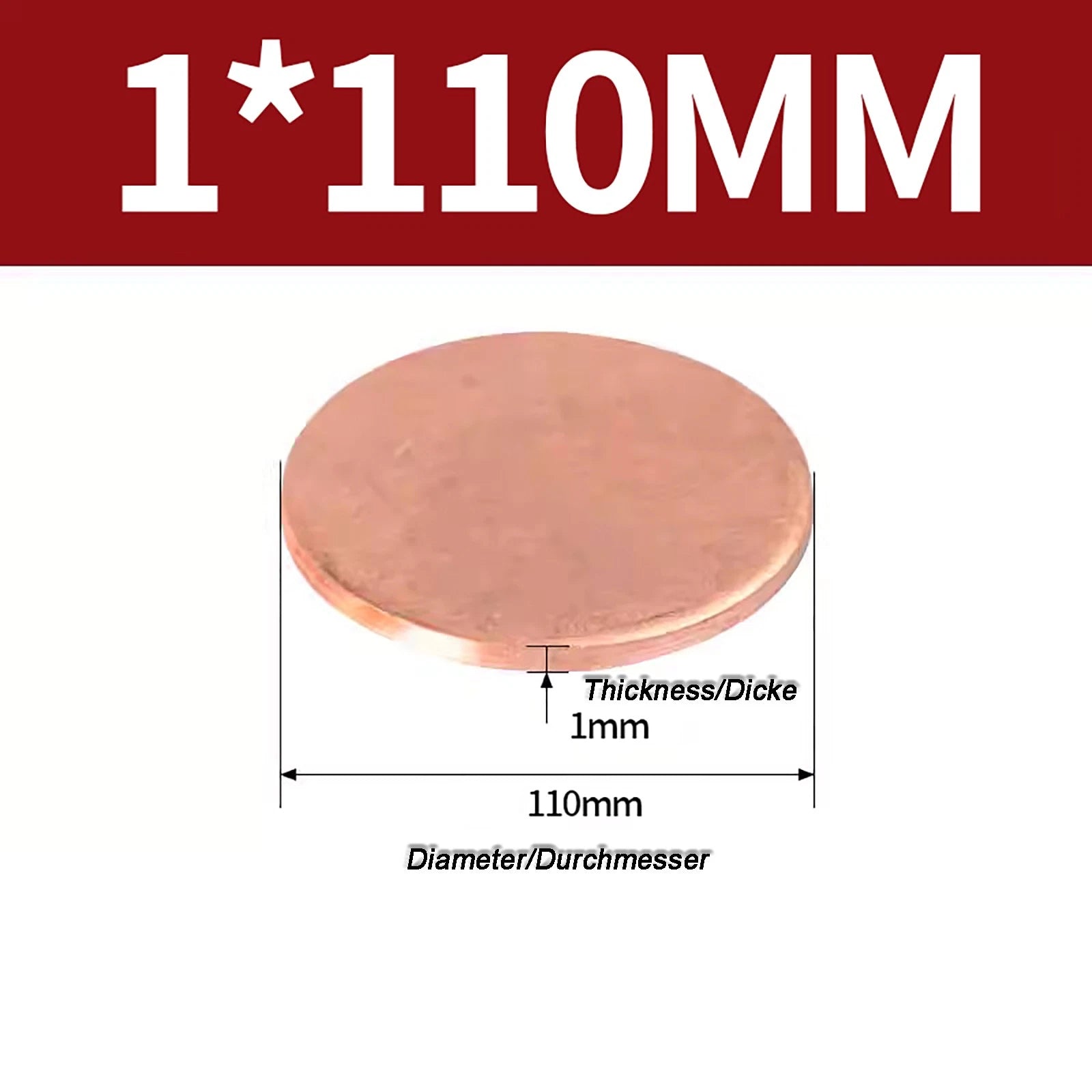 Solid Pure Copper Discs Blanks Round Plate Metal Sheet Thick 0.3~6mm Ø10mm~150mm