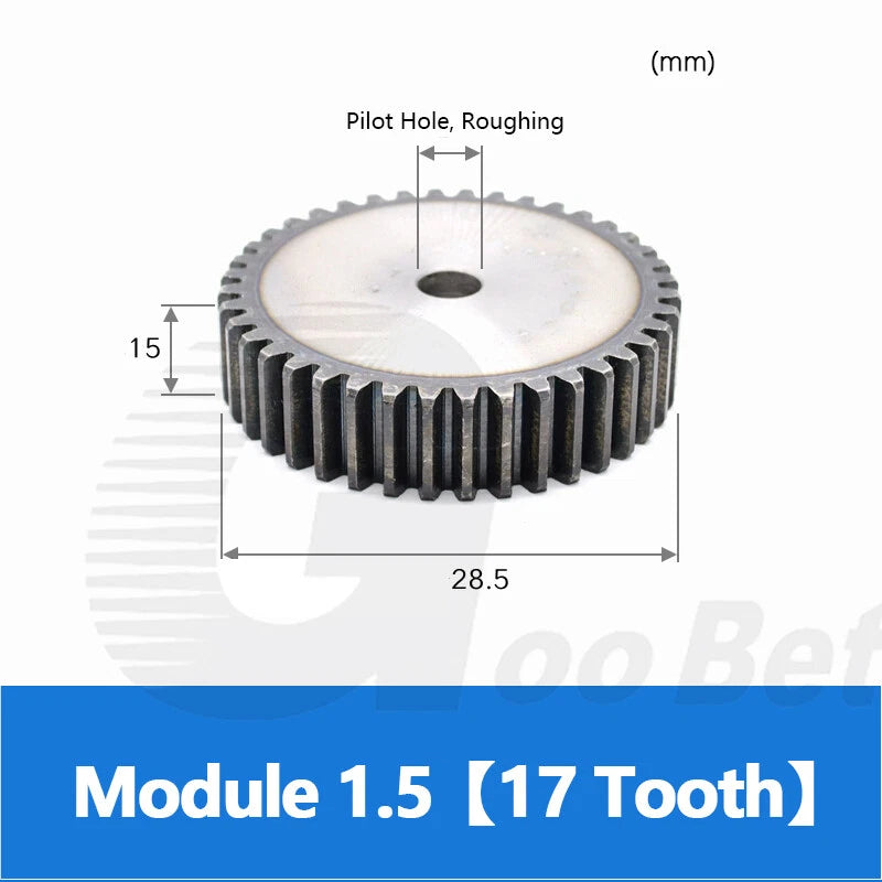 Mod 1 1.5 2 2.5 3 4 5 Spur Gear C45 Steel 12 Tooth - 160 Tooth Motor Pinion Flat