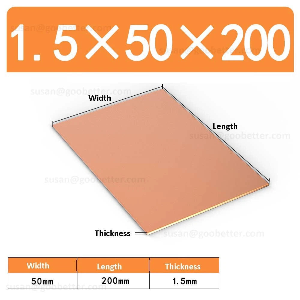 Natural Copper Sheet Metal guillotine cut - 0.3mm to 6.0mm - Multiple Sizes