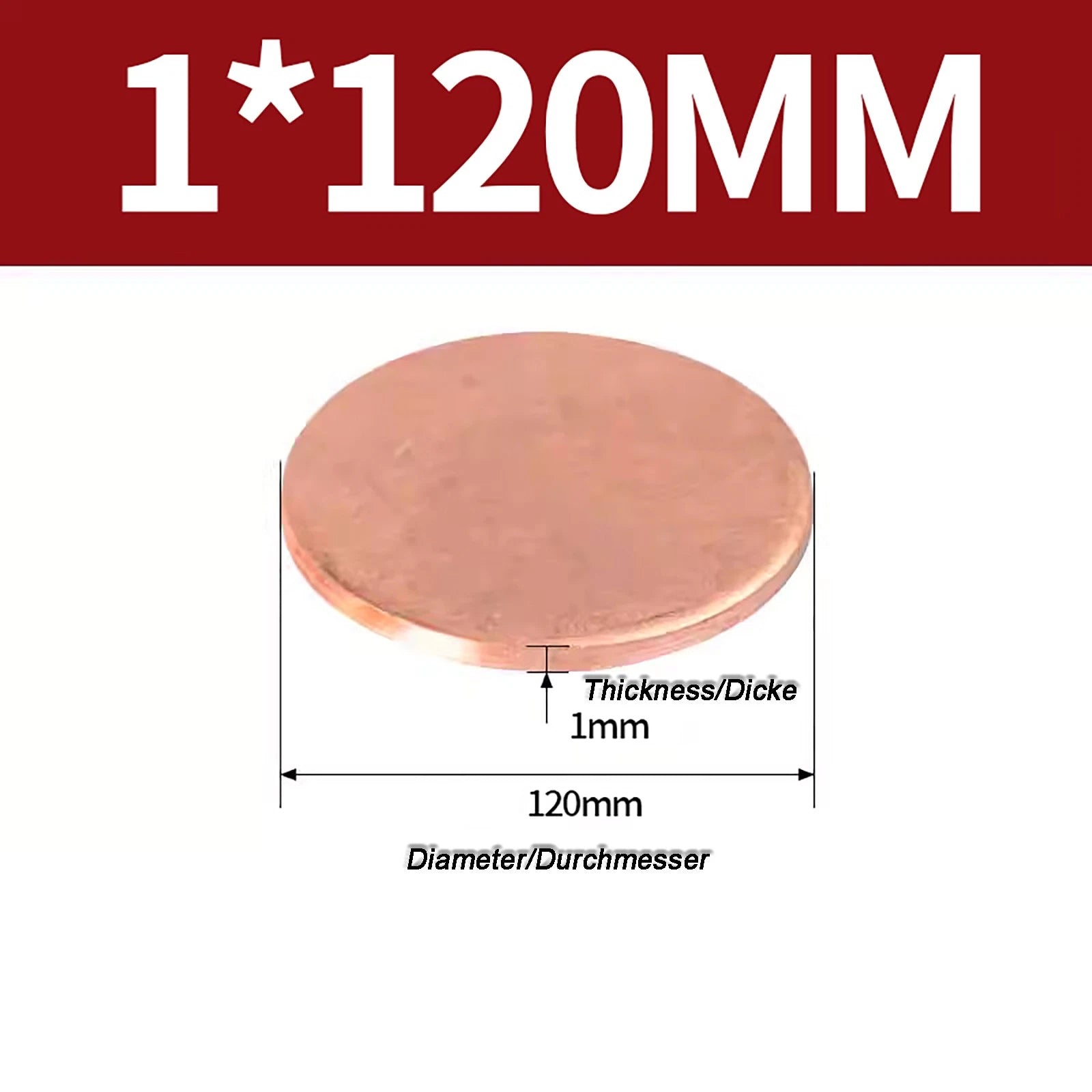 Solid Pure Copper Discs Blanks Round Plate Metal Sheet Thick 0.3~6mm Ø10mm~150mm