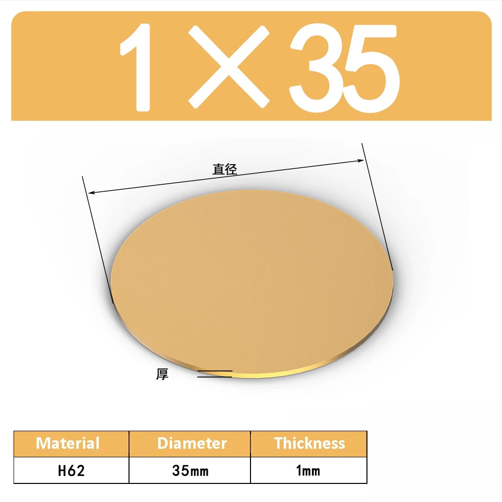 H62 Solids Brass Discs Blanks Metal Round Sheets OD 10mm-300mm Thick 0.3mm-4mm
