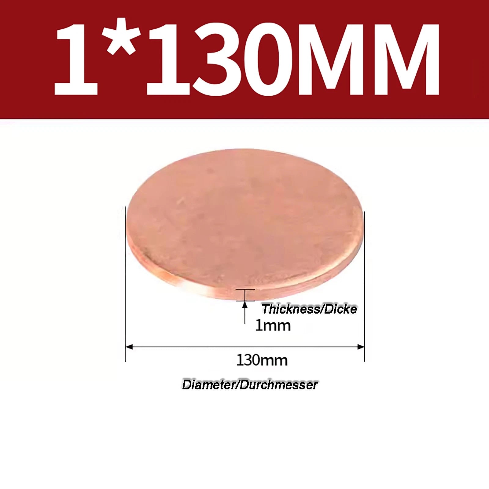 Solid Pure Copper Discs Blanks Round Plate Metal Sheet Thick 0.3~6mm Ø10mm~150mm