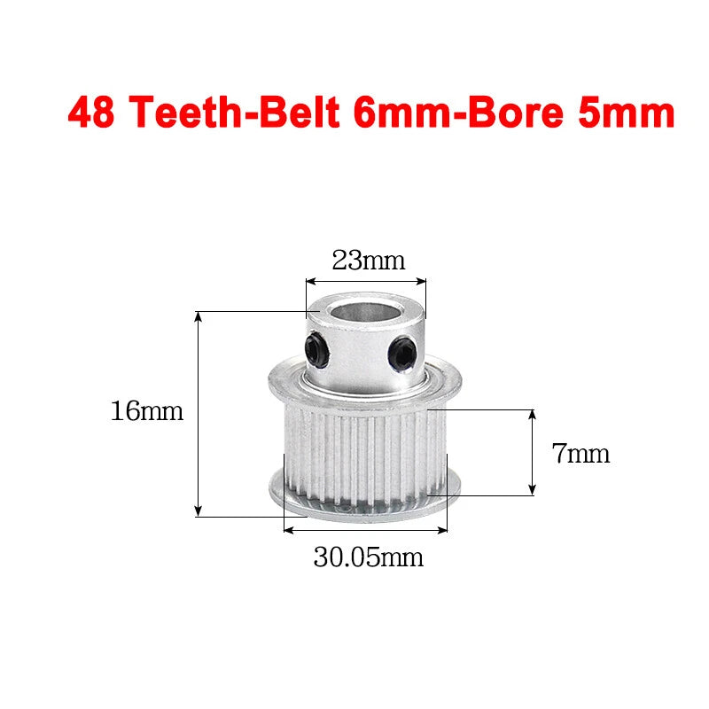 2GT Drive Pulley With Step 16 Tooth - 100 Tooth Bore 4mm - 25mm for 6mm Belt
