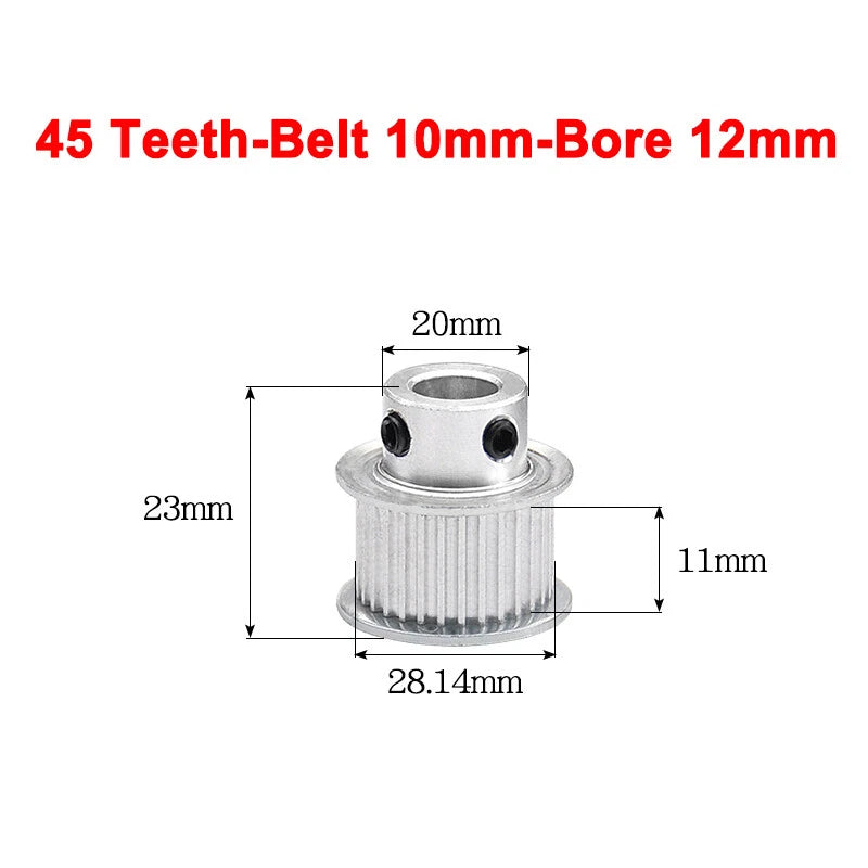 2GT Drive Pulley With Step 16 Tooth - 100 Tooth Bore 4mm - 25mm for 10mm Belt
