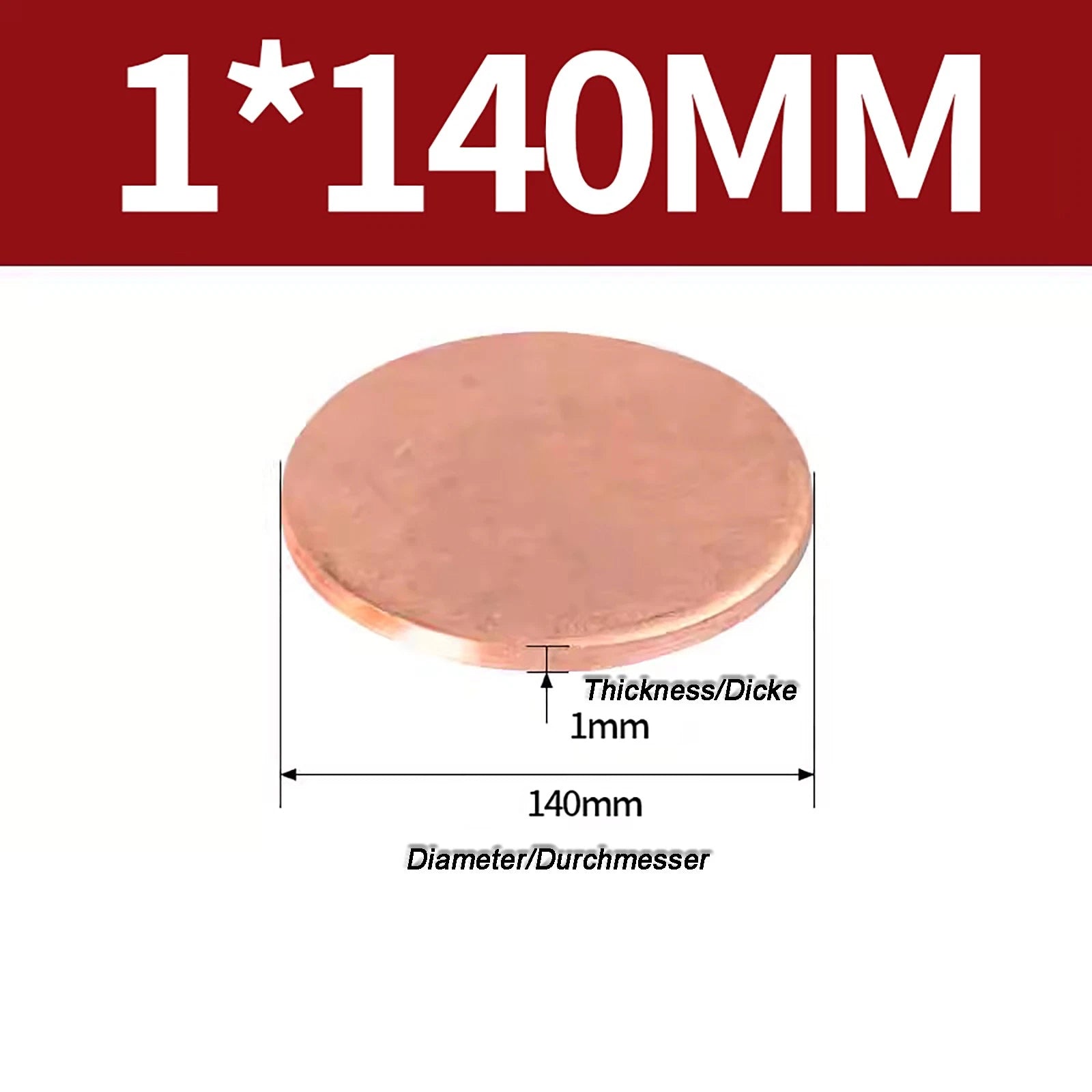 Solid Pure Copper Discs Blanks Round Plate Metal Sheet Thick 0.3~6mm Ø10mm~150mm