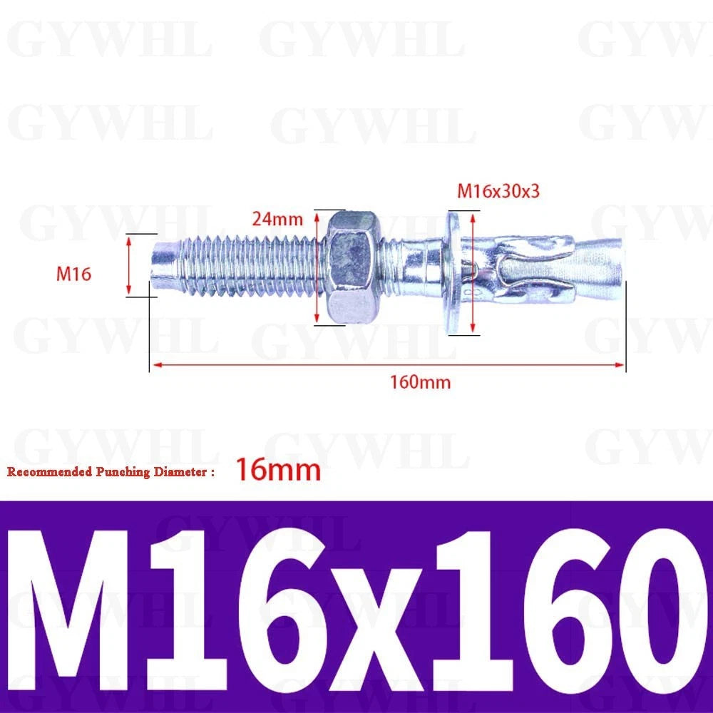 Hex Head Expansion Anchor Bolts — M6 to M20, Stainless Steel A2 & Zinc Plated, Extra Long