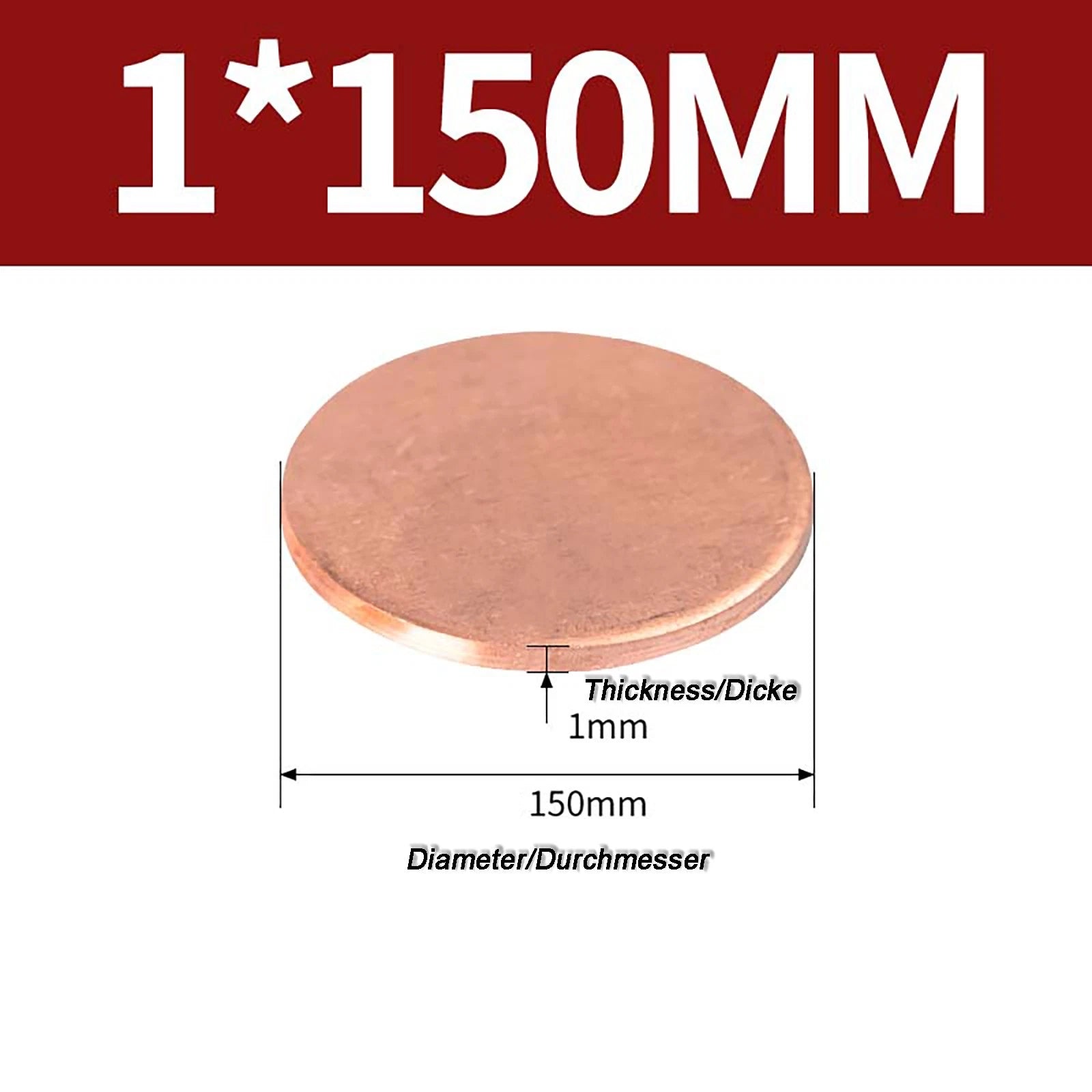 Solid Pure Copper Discs Blanks Round Plate Metal Sheet Thick 0.3~6mm Ø10mm~150mm