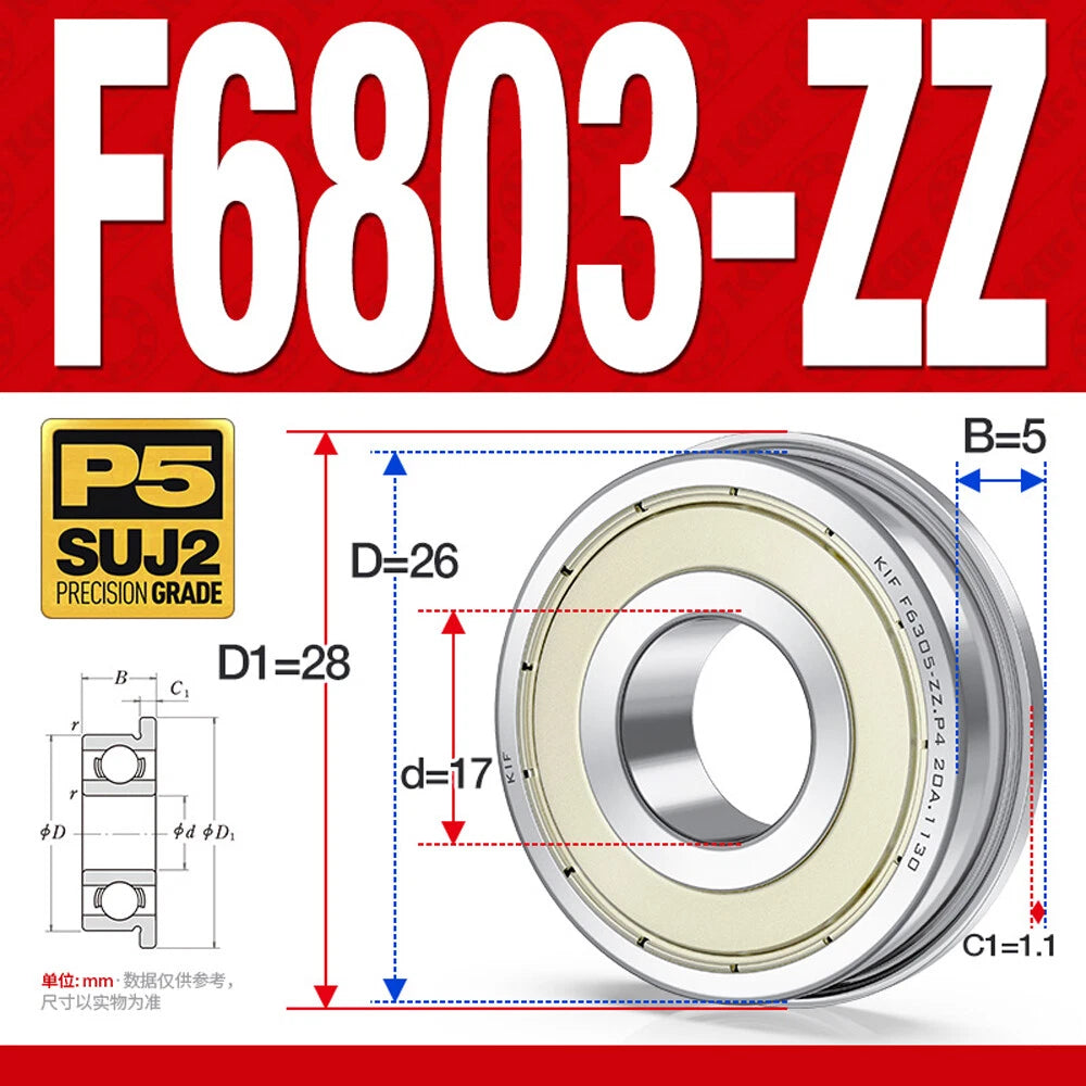 Mini Metal Shielded Flanged Ball Bearings - Model Complete Inner Diameter 2-50mm