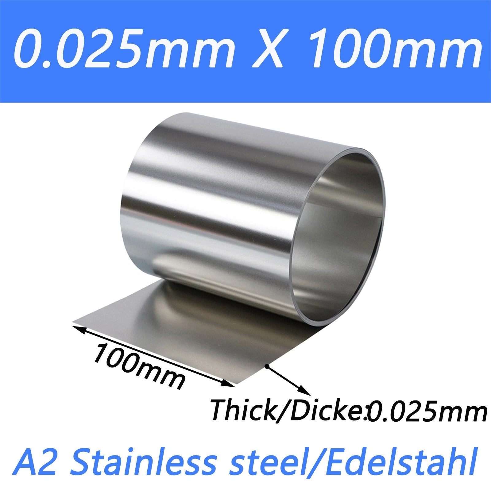 Stainless Steel 304 Thin Foil Strip Sheet | 0.01–1.0mm Thick, 10–400mm Wide