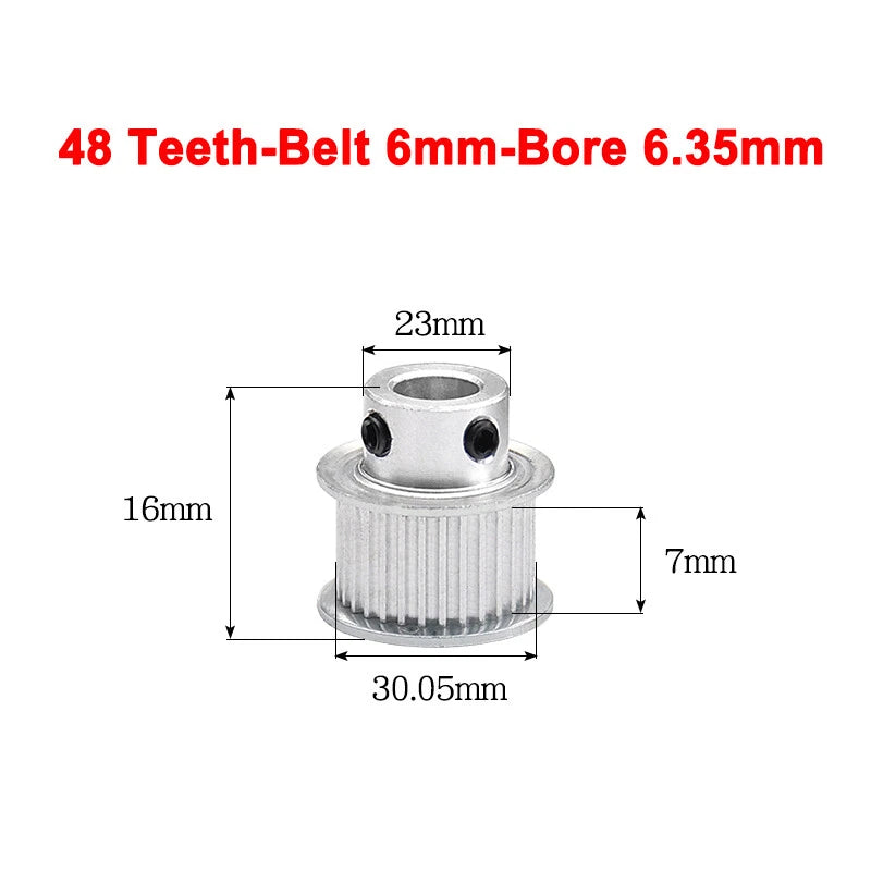 2GT Drive Pulley With Step 16 Tooth - 100 Tooth Bore 4mm - 25mm for 6mm Belt