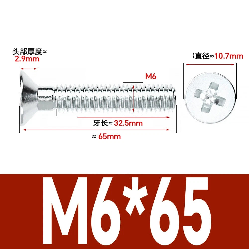 Countersunk Phillips Machine Screws – M2 to M12, White / Colour Zinc Plated, Carbon Steel