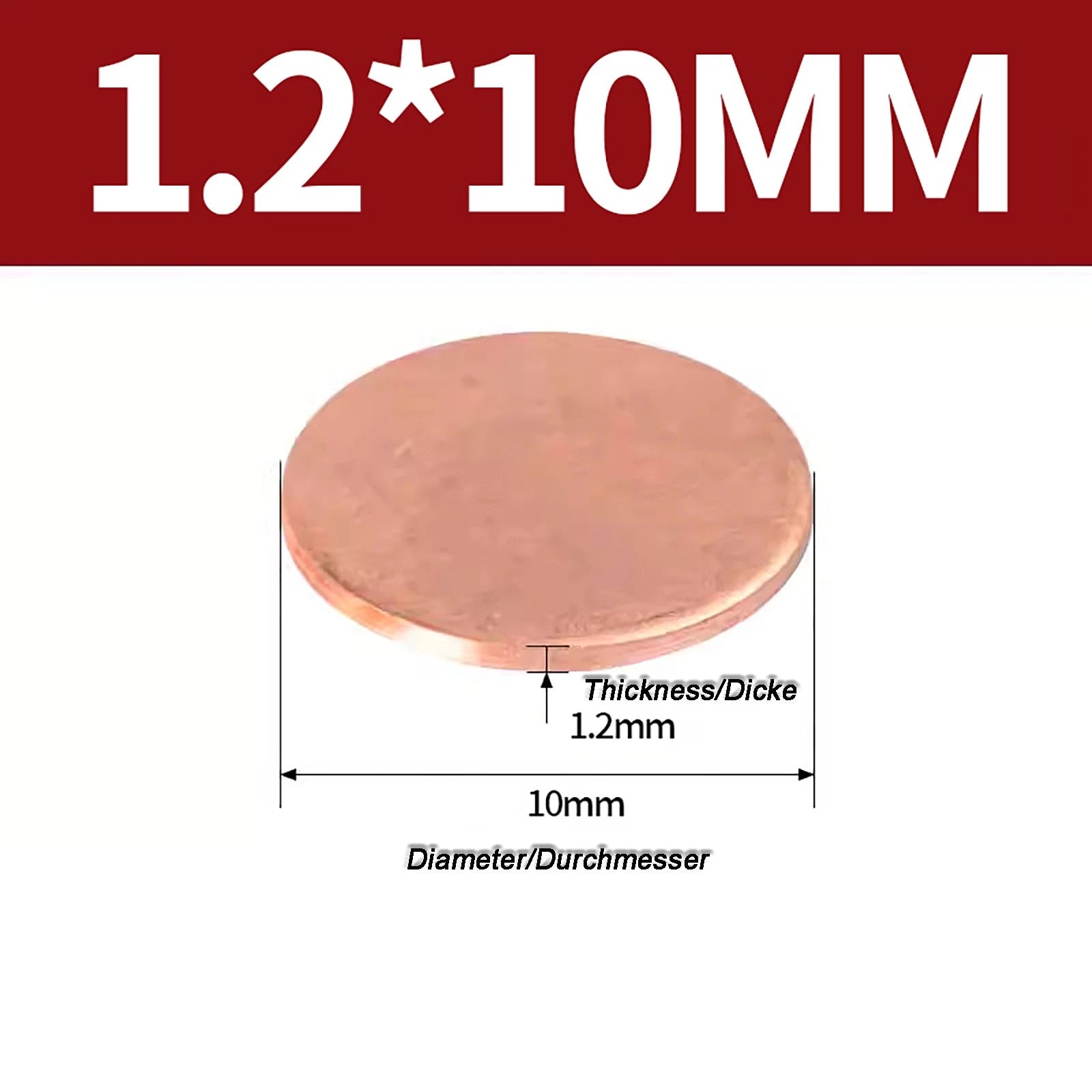 Solid Pure Copper Discs Blanks Round Plate Metal Sheet Thick 0.3~6mm Ø10mm~150mm