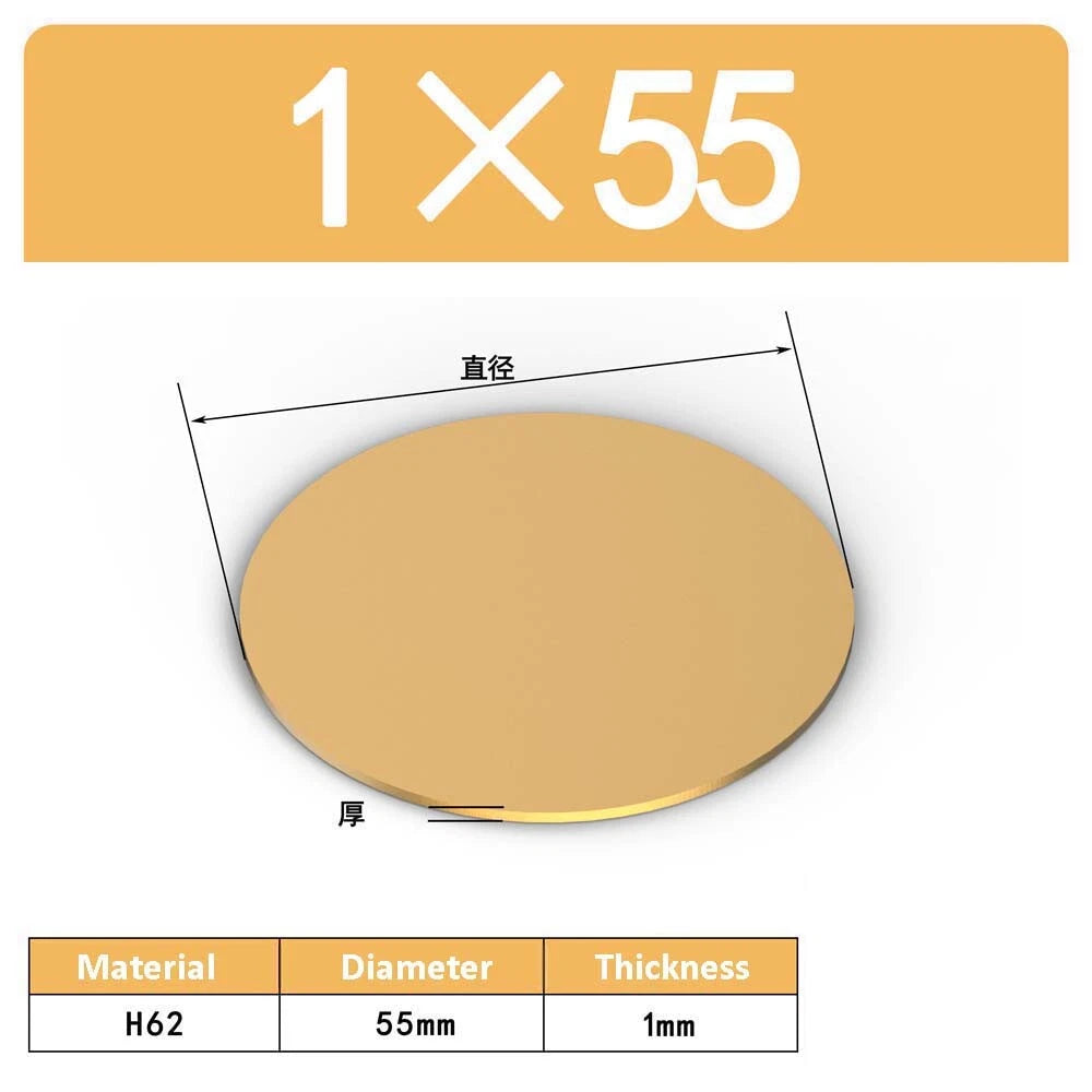 H62 Solids Brass Discs Blanks Metal Round Sheets OD 10mm-300mm Thick 0.3mm-4mm