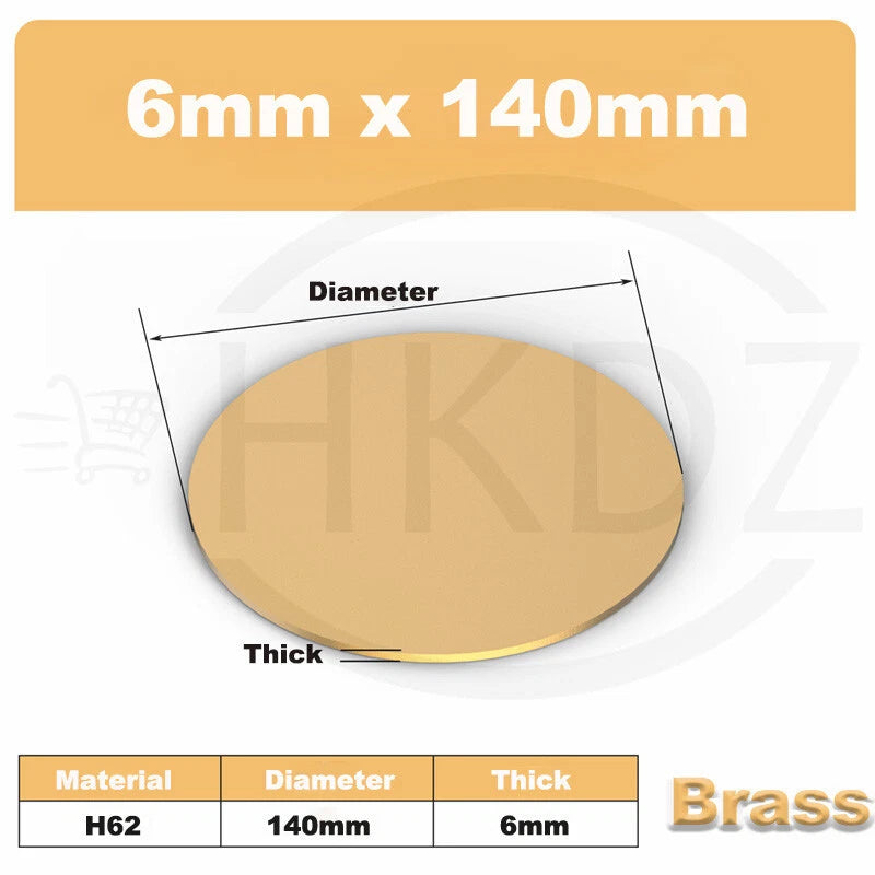 H62 Solid Brass Discs Plate Round Sheets Thickess 4/5/6mm Diameters 10mm -300mm