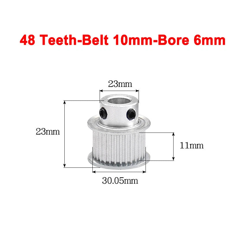 2GT Drive Pulley With Step 16 Tooth - 100 Tooth Bore 4mm - 25mm for 10mm Belt