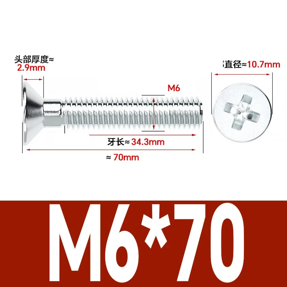 Countersunk Phillips Machine Screws – M2 to M12, White / Colour Zinc Plated, Carbon Steel